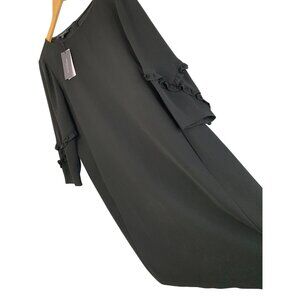 Abigail Finesse Ruffle by Lafayette 148 Black Shift Dress L NWT $598 8725